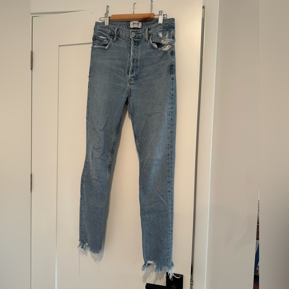 Agolde Light Blue Distressed Skinny Jeans